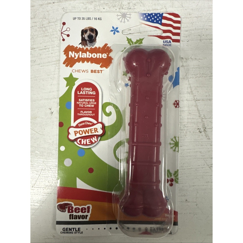 Nylabone Power Chew Beef Flavored‎ Durable Chew Toy for Dogs Up To 35lbs USA